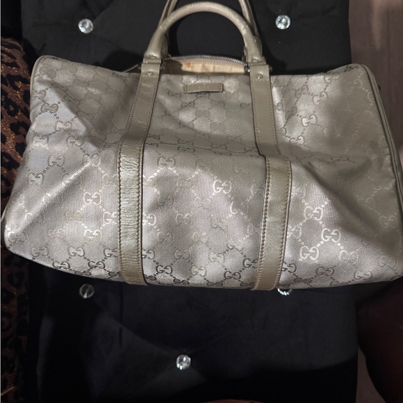 Gucci Metallic Silver Monogram Travel Bag - Picture 1 of 7